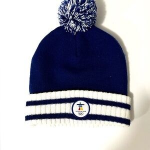 New Era Blue and White official Vancouver Olympics 2010 Pom Pom Beanie